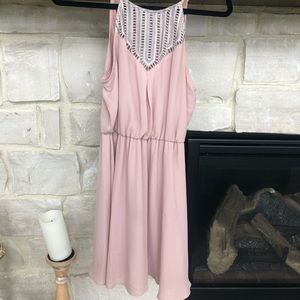 Dry Goods Blush and Grey Mini Flowy Dress
